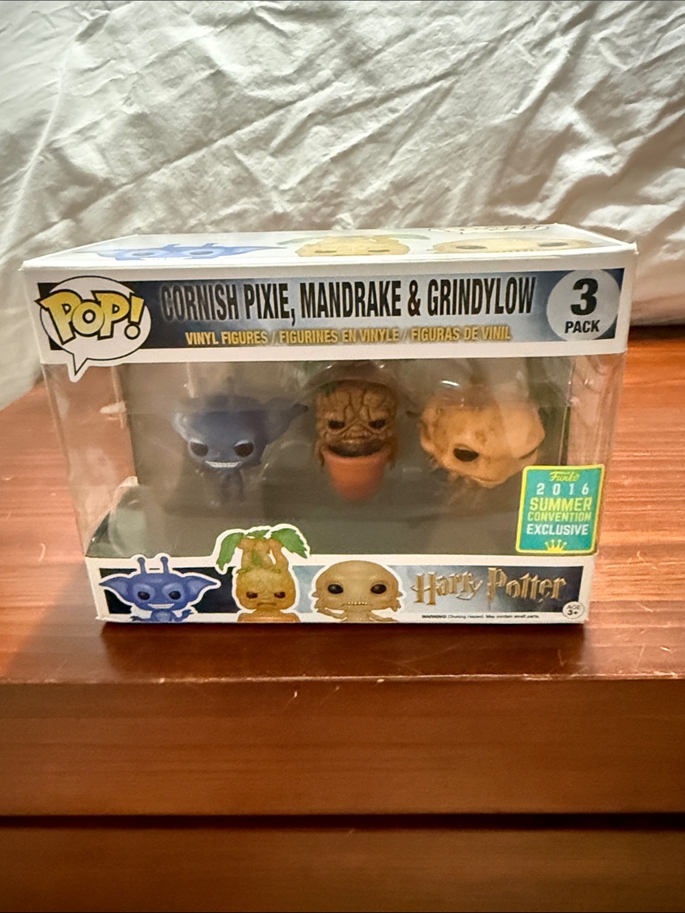 Funko 3-Pack Cornish Pixie Mandrake & Grindylow - Blue, Brown, Tan